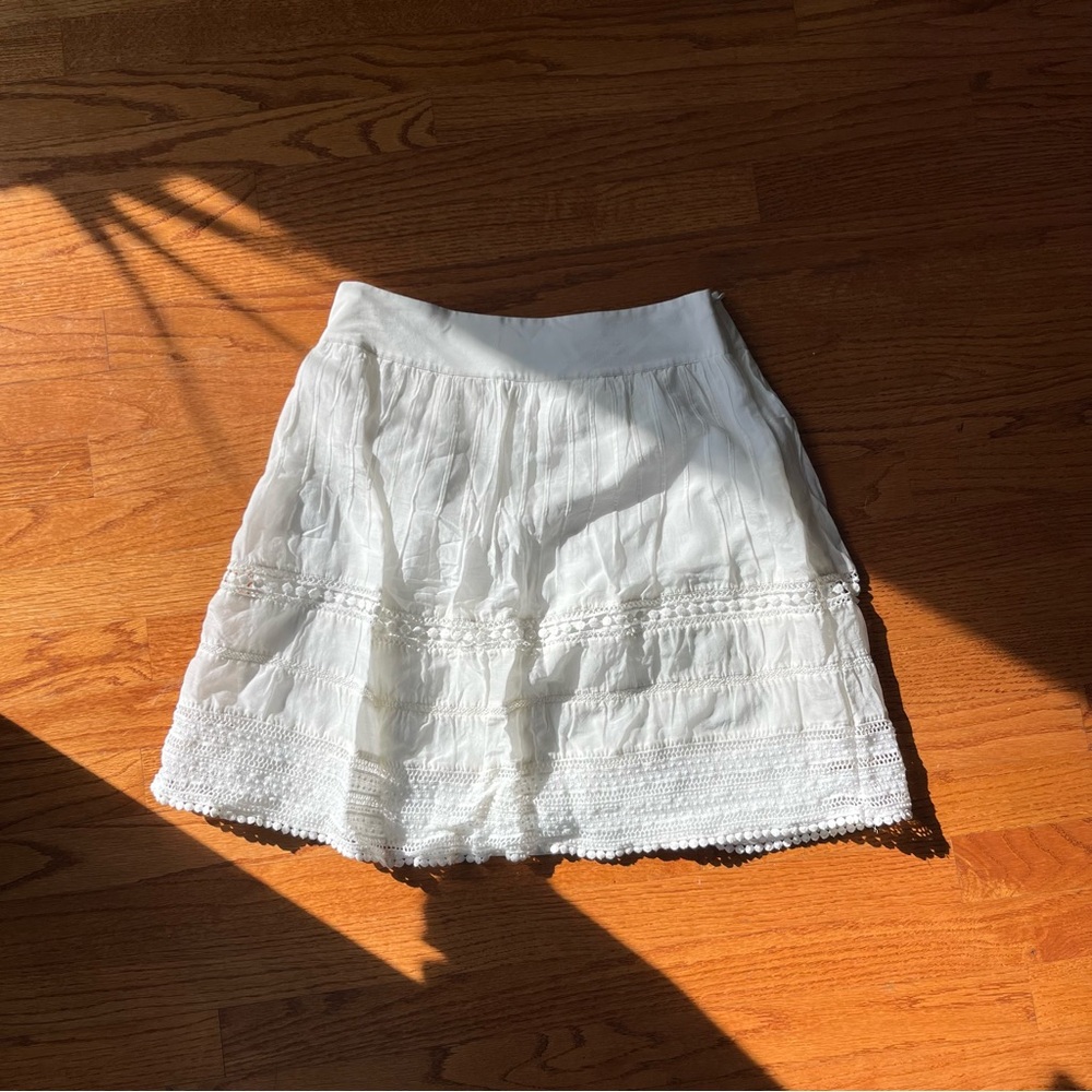 Ann Taylor White Eyelet Lace Cotton and Silk Skirt size 4